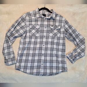 RVCA‎ Gray Plaid Flannel Shirt Jacket | Coastal Grunge Skate Streetwear | Size L